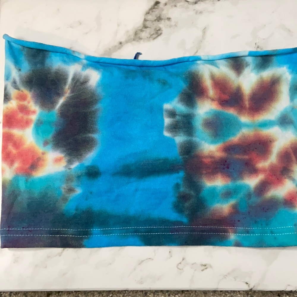 Hand-made tie die tube top